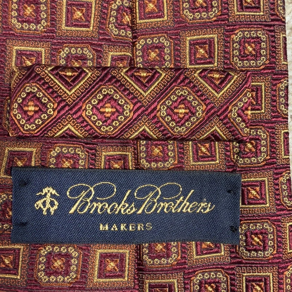 Vintage Brooks Brothers‎ Silk Necktie Neat Geometric Heritage Business 60